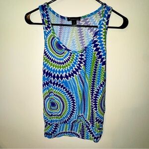 Forever 21 Blue/Green Geometric Pattern Trippy Tank Top